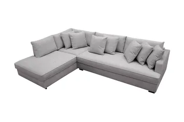 Rossita 4-personers Venstrevendt L-formet Dyb Chaiselongsofa med Hel Pude i Chenille - Grå - Møbler - Sofaer - Sofa med chaiselong