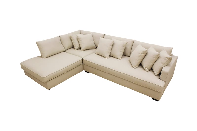 Rossita 4-personers Venstrevendt L-formet Dyb Chaiselongsofa med Hel Pude i Bouclé - Beige - Møbler - Sofaer - Sofa med chaiselong