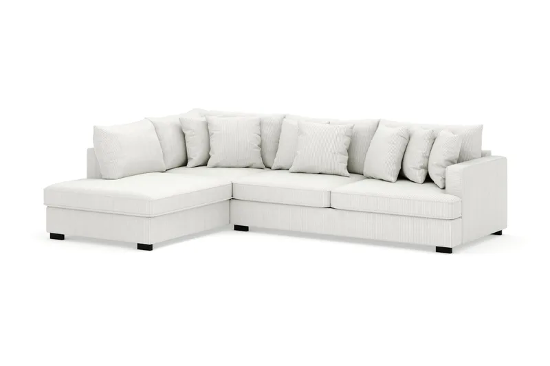 Rossita 4-personers Venstrevendt L-formet Dyb Chaiselongsofa i Jernbanefløjl - Offwhite - Møbler - Sofaer - Sofa med chaiselong