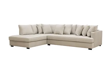 Rossita 4-personers Venstrevendt L-formet Dyb Chaiselongsofa med Hel Pude i Stof - Beige - Møbler - Sofaer - Sofa med chaiselong