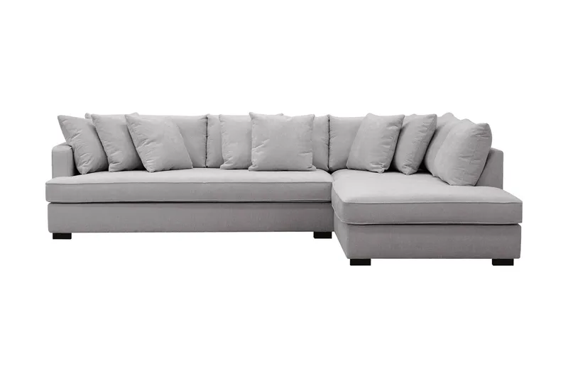 Rossita 4-personers Højrevendt L-formet Dyb Chaiselongsofa med Hel Pude i Chenille - Grå - Møbler - Sofaer - Sofa med chaiselong