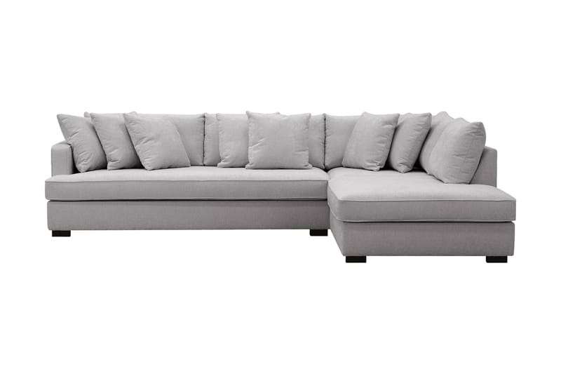 Rossita 4-personers Højrevendt L-formet Dyb Chaiselongsofa med Hel Pude i Chenille - Grå - Møbler - Sofaer - Sofa med chaiselong
