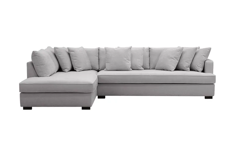 Rossita 4-personers Venstrevendt L-formet Dyb Chaiselongsofa med Hel Pude i Chenille - Grå - Møbler - Sofaer - Sofa med chaiselong