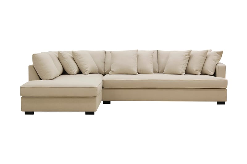 Rossita 4-personers Venstrevendt L-formet Dyb Chaiselongsofa med Hel Pude i Bouclé - Beige - Møbler - Sofaer - Sofa med chaiselong