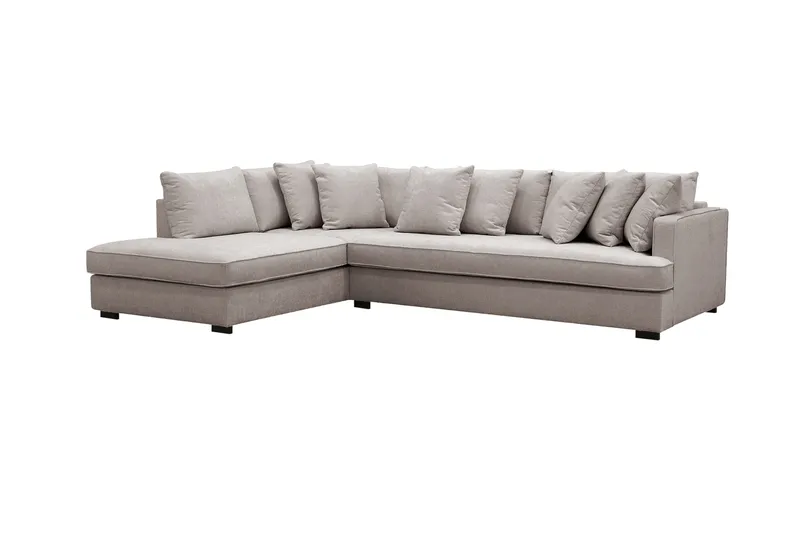 Rossita 4-personers Venstrevendt L-formet Dyb Chaiselongsofa med Hel Pude i Chenille - Grå / Brun - Møbler - Sofaer - Sofa med chaiselong