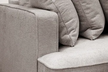 Rossita 4-personers Højrevendt L-formet Dyb Chaiselongsofa med Hel Pude i Chenille - Trenza 08, Grå/Brun Chenille - Møbler - Sofaer - Sofa med chaiselong