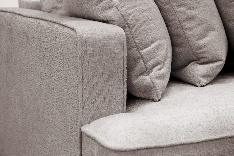 Rossita 4-personers Højrevendt L-formet Dyb Chaiselongsofa med Hel Pude i Chenille - Grå / Brun - Møbler - Sofaer - Sofa med chaiselong