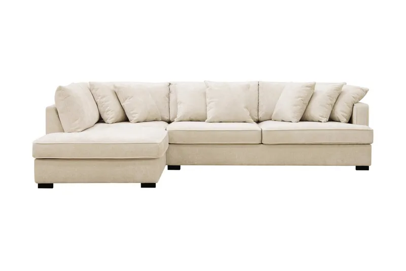 Rossita 4-personers Venstrevendt L-formet Dyb Chaiselongsofa i Chenille, Beige