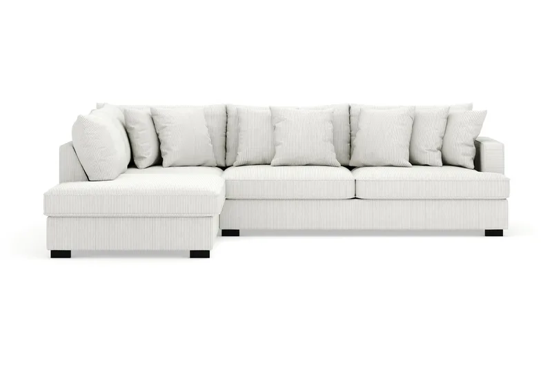 Rossita 4-personers Venstrevendt L-formet Dyb Chaiselongsofa i Jernbanefløjl - Offwhite - Møbler - Sofaer - Sofa med chaiselong