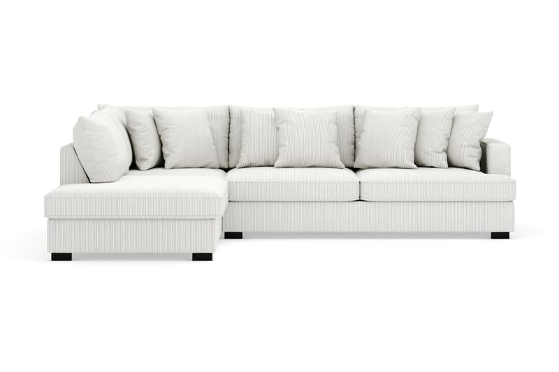 Rossita 4-personers Venstrevendt L-formet Dyb Chaiselongsofa i Jernbanefløjl, Offwhite