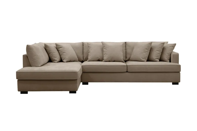 Rossita 4-personers Venstrevendt L-formet Dyb Chaiselongsofa i Stof, Brun