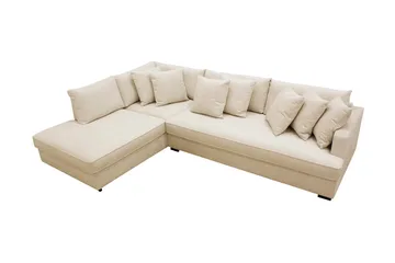 Rossita 4-personers Venstrevendt L-formet Dyb Chaiselongsofa med Hel Pude i Chenille - Trenza 06, Beige Chenille - Møbler - Sofaer - Sofa med chaiselong