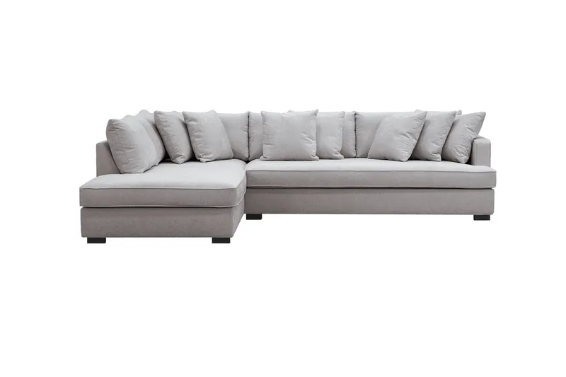 Rossita 4-personers Højrevendt L-formet Dyb Chaiselongsofa med Hel Pude i Chenille - Grå / Brun - Møbler - Sofaer - Sofa med chaiselong