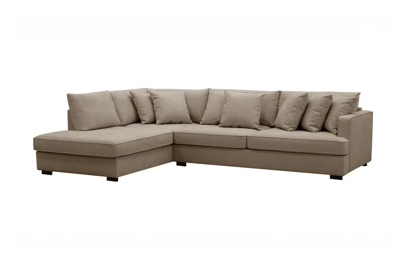 Rossita 4-personers Venstrevendt L-formet Dyb Chaiselongsofa i Stof - Brun - Møbler - Sofaer - Sofa med chaiselong
