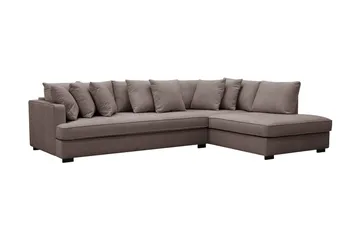 Rossita 4-personers Højrevendt L-formet Dyb Chaiselongsofa med Hel Pude i Stof - Brun - Møbler - Sofaer - Sofa med chaiselong