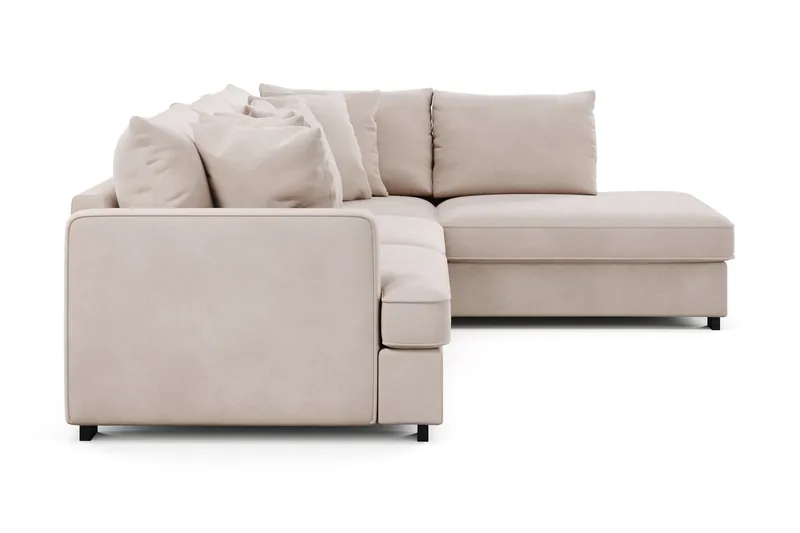 Rossita 4-personers Højrevendt L-formet Dyb Chaiselongsofa i Fløjl - Beige - Møbler - Sofaer - Sofa med chaiselong