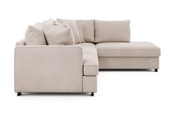 Rossita 4-personers Højrevendt L-formet Dyb Chaiselongsofa i Fløjl - Beige - Møbler - Sofaer - Sofa med chaiselong