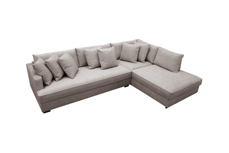 Rossita 4-personers Højrevendt L-formet Dyb Chaiselongsofa med Hel Pude i Chenille - Grå / Brun - Møbler - Sofaer - Sofa med chaiselong