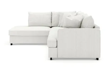 Rossita 4-personers Venstrevendt L-formet Dyb Chaiselongsofa i Jernbanefløjl - Offwhite - Møbler - Sofaer - Sofa med chaiselong