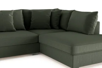 Rossita 4-personers Højrevendt L-formet Dyb Chaiselongsofa i Jernbanefløjl - Mørkegrøn - Møbler - Sofaer - Sofa med chaiselong