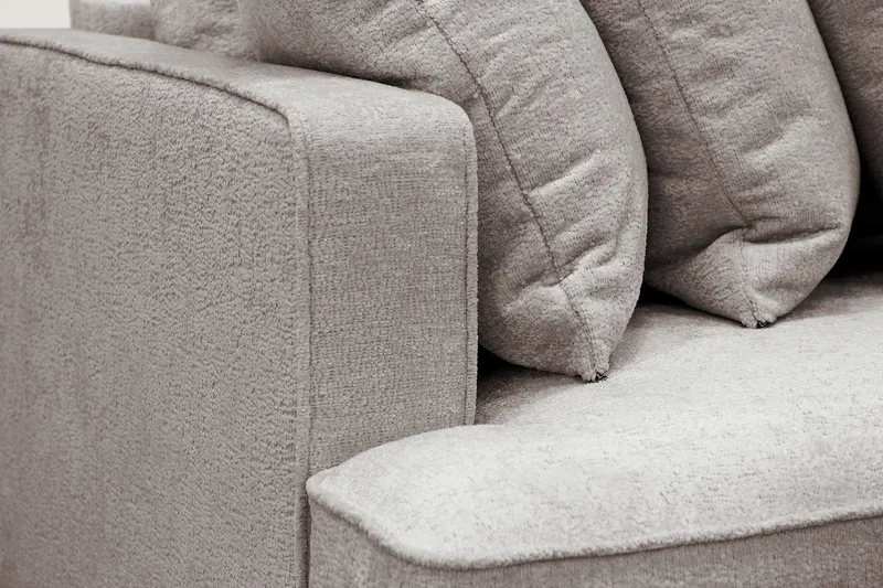 Rossita 4-personers Højrevendt L-formet Dyb Chaiselongsofa med Hel Pude i Chenille - Grå / Brun - Møbler - Sofaer - Sofa med chaiselong