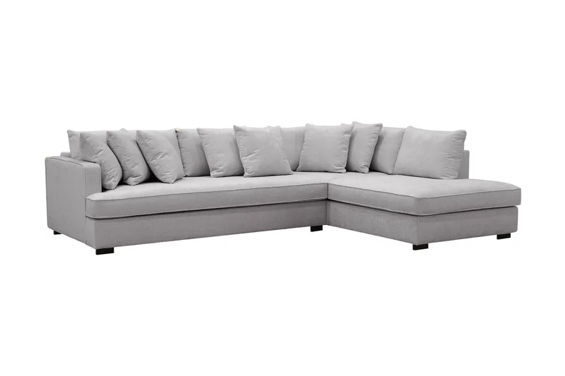 Rossita 4-personers Højrevendt L-formet Dyb Chaiselongsofa med Hel Pude i Chenille - Grå - Møbler - Sofaer - Sofa med chaiselong