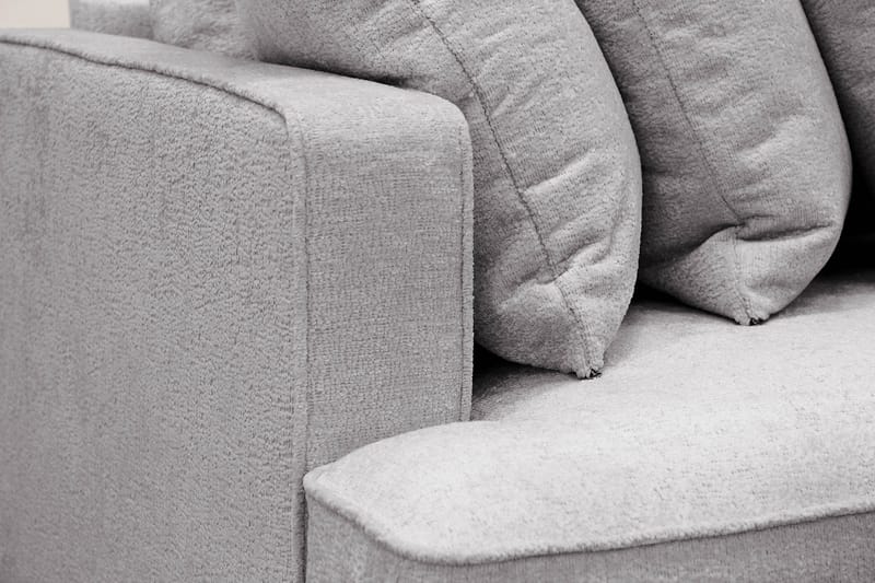 Rossita 4-personers Højrevendt L-formet Dyb Chaiselongsofa med Hel Pude i Chenille - Grå - Møbler - Sofaer - Sofa med chaiselong