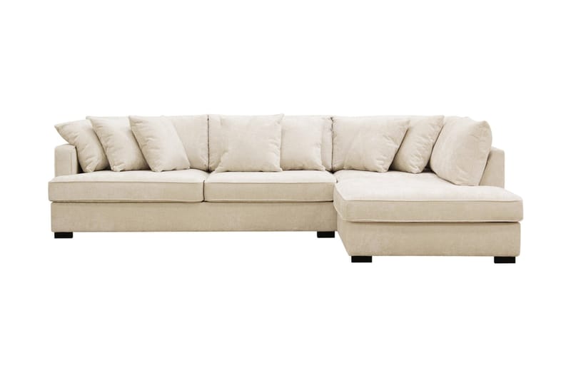 Rossita 4-personers Højrevendt L-formet Dyb Chaiselongsofa i Chenille - Beige - Møbler - Sofaer - Sofa med chaiselong