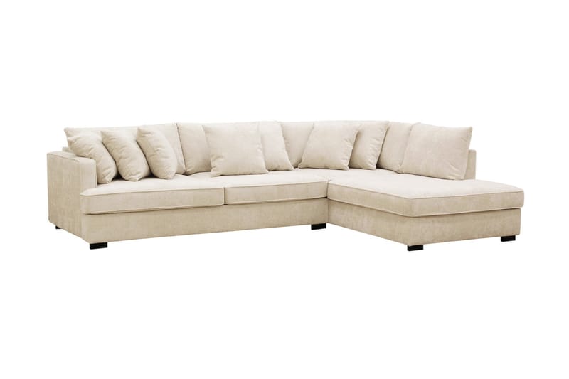 Rossita 4-personers Højrevendt L-formet Dyb Chaiselongsofa i Chenille - Beige - Møbler - Sofaer - Sofa med chaiselong