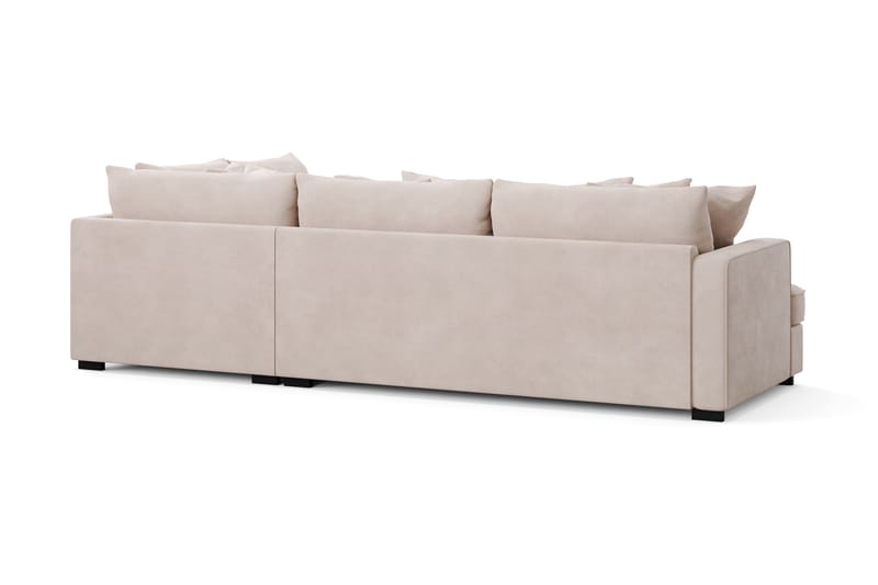 Rossita 4-personers Højrevendt L-formet Dyb Chaiselongsofa i Fløjl - Beige - Møbler - Sofaer - Sofa med chaiselong