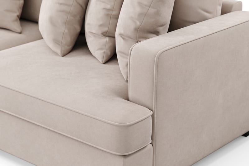 Rossita 4-personers Venstrevendt L-formet Dyb Chaiselongsofa i Fløjl - Beige - Møbler - Sofaer - Sofa med chaiselong