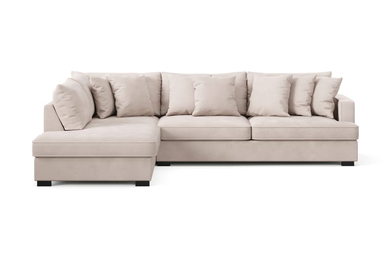 Rossita 4-personers Venstrevendt L-formet Dyb Chaiselongsofa i Fløjl - Beige - Møbler - Sofaer - Sofa med chaiselong