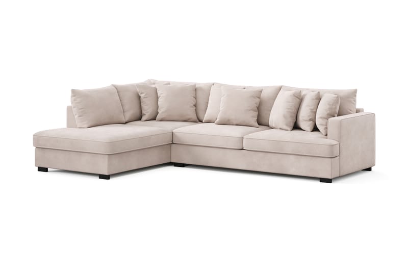 Rossita 4-personers Venstrevendt L-formet Dyb Chaiselongsofa i Fløjl - Beige - Møbler - Sofaer - Sofa med chaiselong
