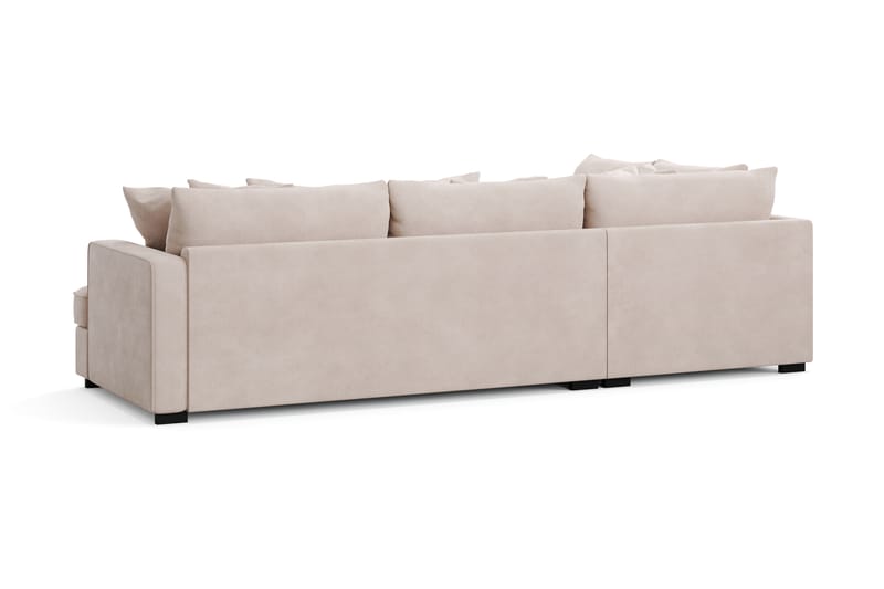 Rossita 4-personers Venstrevendt L-formet Dyb Chaiselongsofa i Fløjl - Beige - Møbler - Sofaer - Sofa med chaiselong