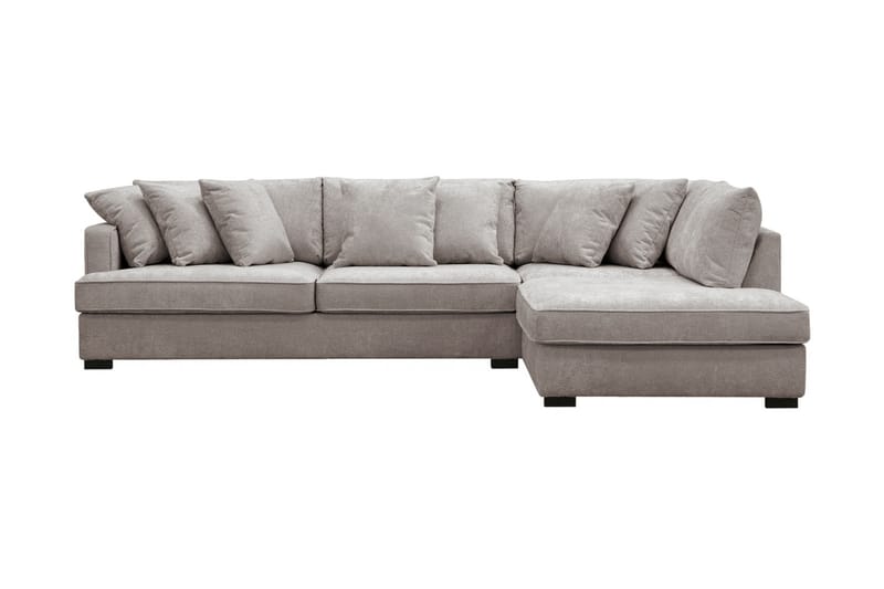 Rossita 4-personers Venstrevendt L-formet Dyb Chaiselongsofa med Hel Pude i Chenille - Grå / Brun - Møbler - Sofaer - Sofa med chaiselong