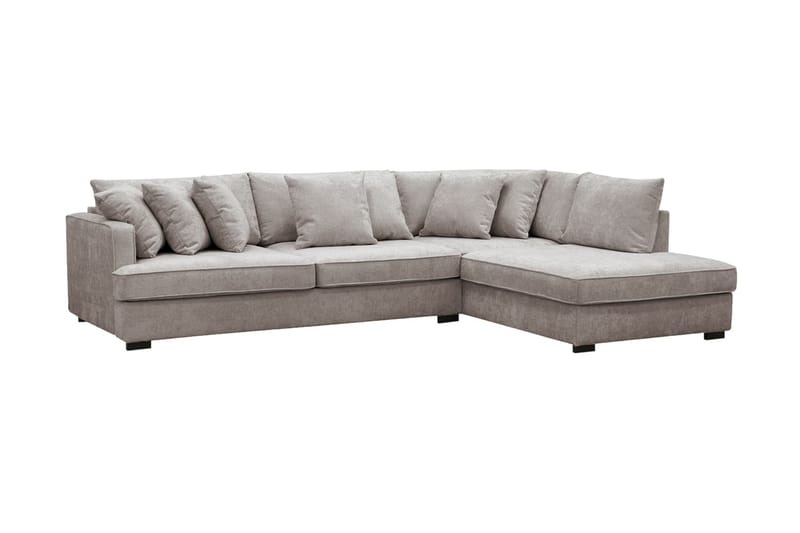 Rossita 4-personers Venstrevendt L-formet Dyb Chaiselongsofa med Hel Pude i Chenille - Grå / Brun - Møbler - Sofaer - Sofa med chaiselong