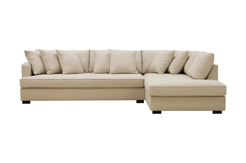 Rossita 4-personers Højrevendt L-formet Dyb Chaiselongsofa med Hel Pude i Bouclé - Beige - Møbler - Sofaer - Sofa med chaiselong
