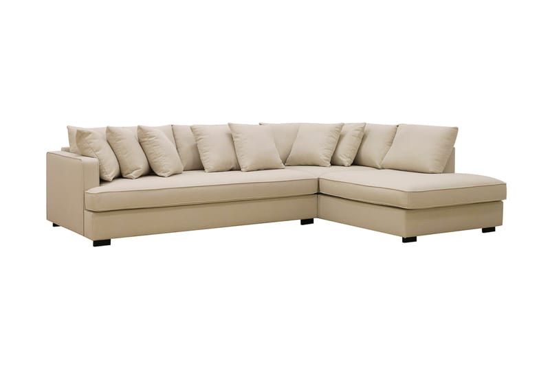 Rossita 4-personers Højrevendt L-formet Dyb Chaiselongsofa med Hel Pude i Bouclé - Beige - Møbler - Sofaer - Sofa med chaiselong