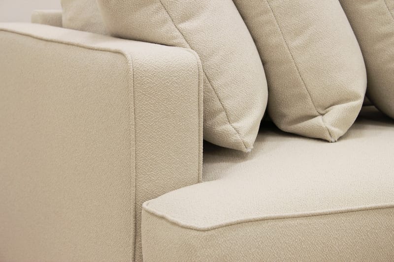 Rossita 4-personers Højrevendt L-formet Dyb Chaiselongsofa med Hel Pude i Bouclé - Beige - Møbler - Sofaer - Sofa med chaiselong