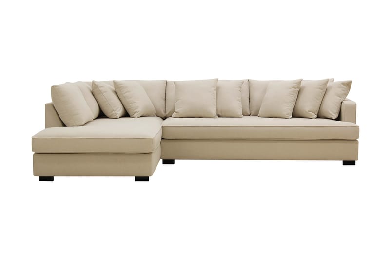 Rossita 4-personers Højrevendt L-formet Dyb Chaiselongsofa med Hel Pude i Bouclé - Beige - Møbler - Sofaer - Sofa med chaiselong