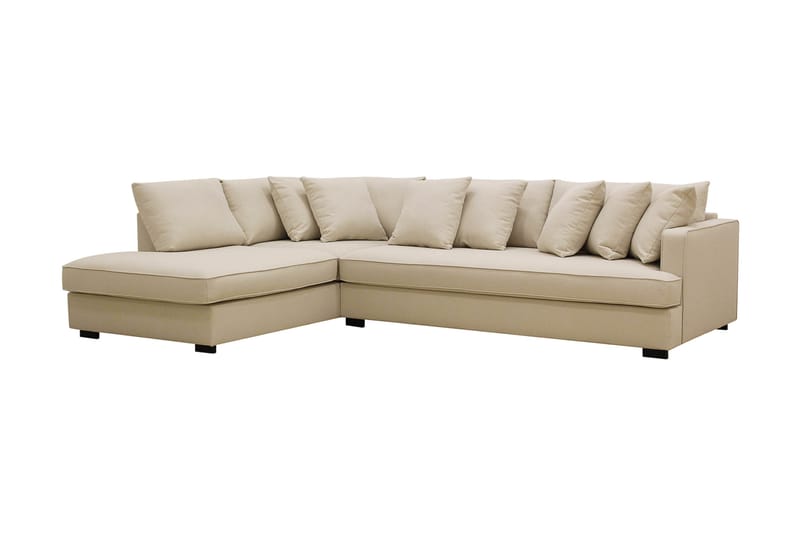 Rossita 4-personers Højrevendt L-formet Dyb Chaiselongsofa med Hel Pude i Bouclé - Beige - Møbler - Sofaer - Sofa med chaiselong