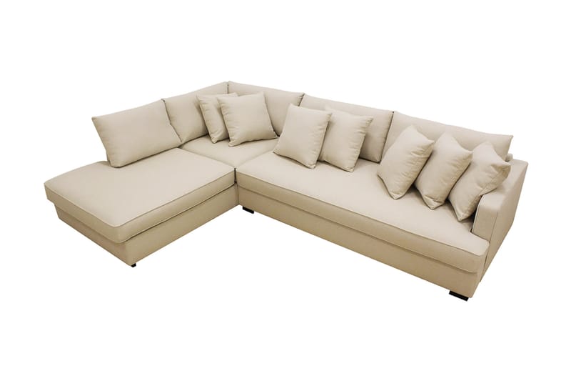 Rossita 4-personers Højrevendt L-formet Dyb Chaiselongsofa med Hel Pude i Bouclé - Beige - Møbler - Sofaer - Sofa med chaiselong