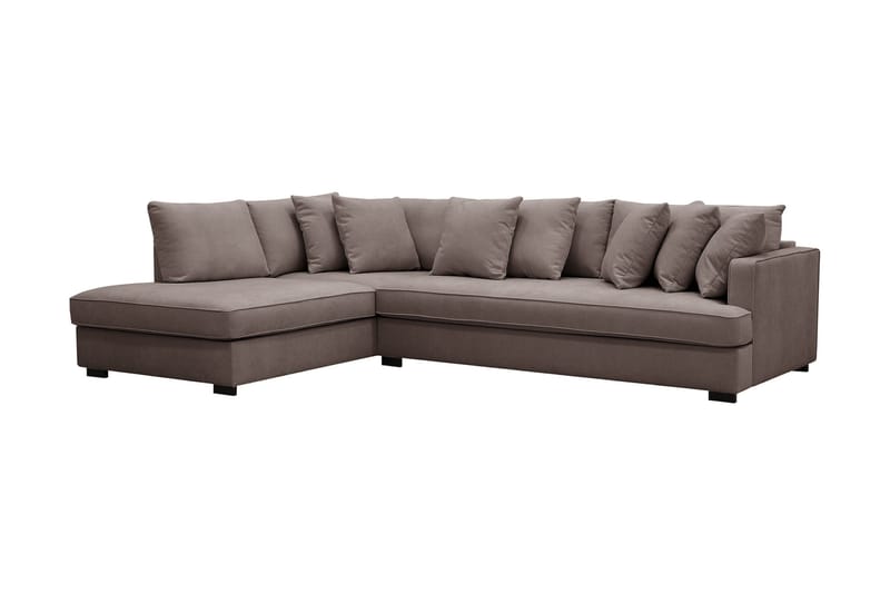Rossita 4-personers Venstrevendt L-formet Dyb Chaiselongsofa med Hel Pude i Stof - Brun - Møbler - Sofaer - Sofa med chaiselong