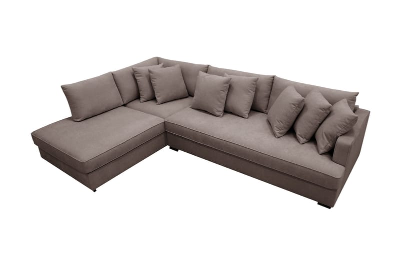 Rossita 4-personers Venstrevendt L-formet Dyb Chaiselongsofa med Hel Pude i Stof - Brun - Møbler - Sofaer - Sofa med chaiselong