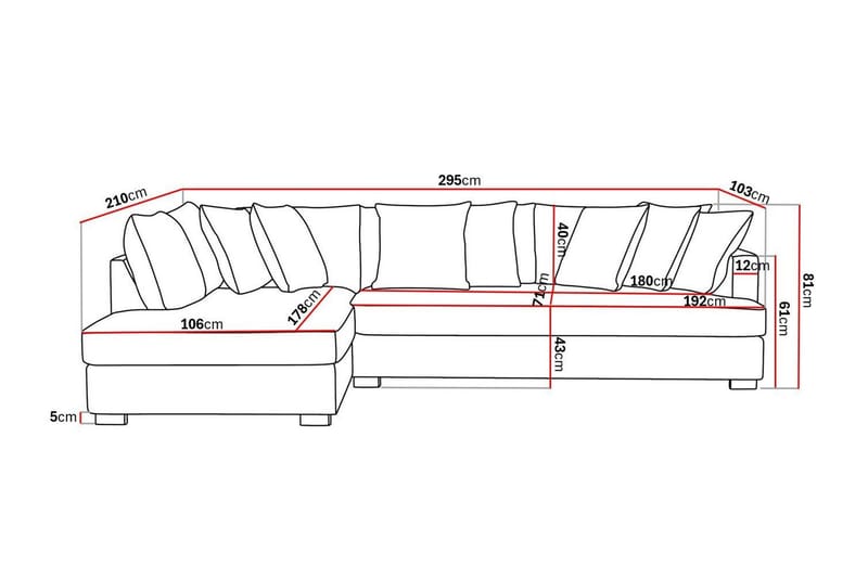 Rossita 4-personers Venstrevendt L-formet Dyb Chaiselongsofa med Hel Pude i Bouclé - Beige - Møbler - Sofaer - Sofa med chaiselong