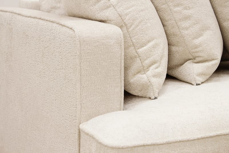Rossita 4-personers Højrevendt L-formet Dyb Chaiselongsofa med Hel Pude i Chenille - Beige - Møbler - Sofaer - Sofa med chaiselong