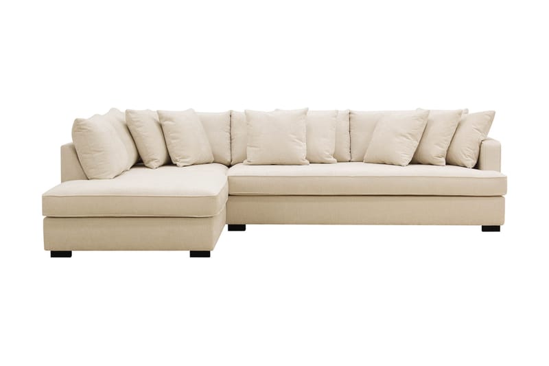 Rossita 4-personers Højrevendt L-formet Dyb Chaiselongsofa med Hel Pude i Chenille - Beige - Møbler - Sofaer - Sofa med chaiselong