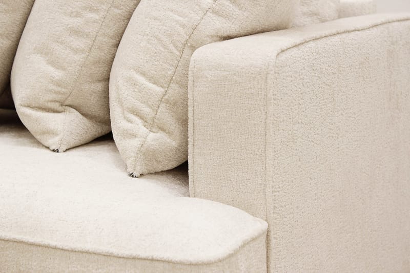 Rossita 4-personers Højrevendt L-formet Dyb Chaiselongsofa med Hel Pude i Chenille - Beige - Møbler - Sofaer - Sofa med chaiselong