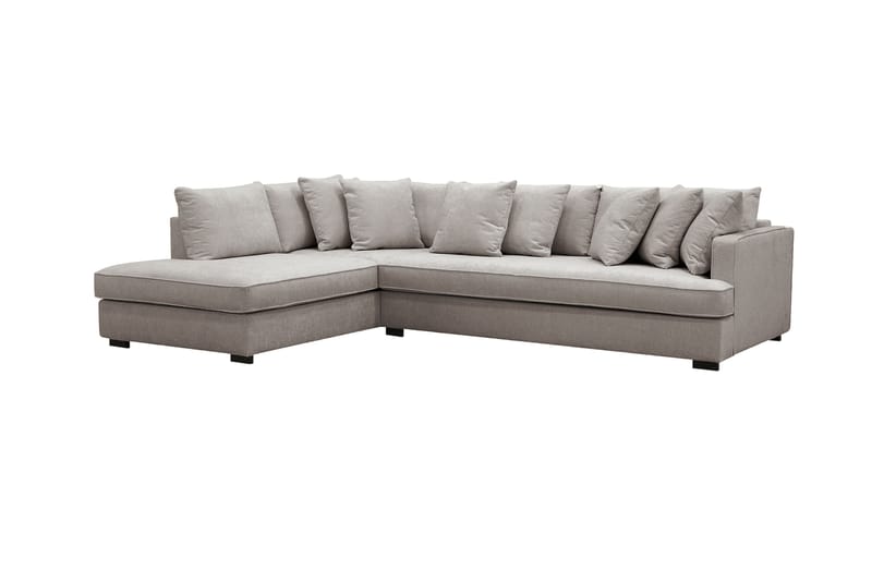 Rossita 4-personers Højrevendt L-formet Dyb Chaiselongsofa med Hel Pude i Chenille - Grå / Brun - Møbler - Sofaer - Sofa med chaiselong