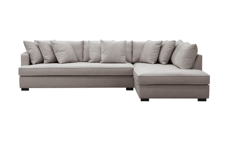 Rossita 4-personers Højrevendt L-formet Dyb Chaiselongsofa med Hel Pude i Chenille - Grå / Brun - Møbler - Sofaer - Sofa med chaiselong